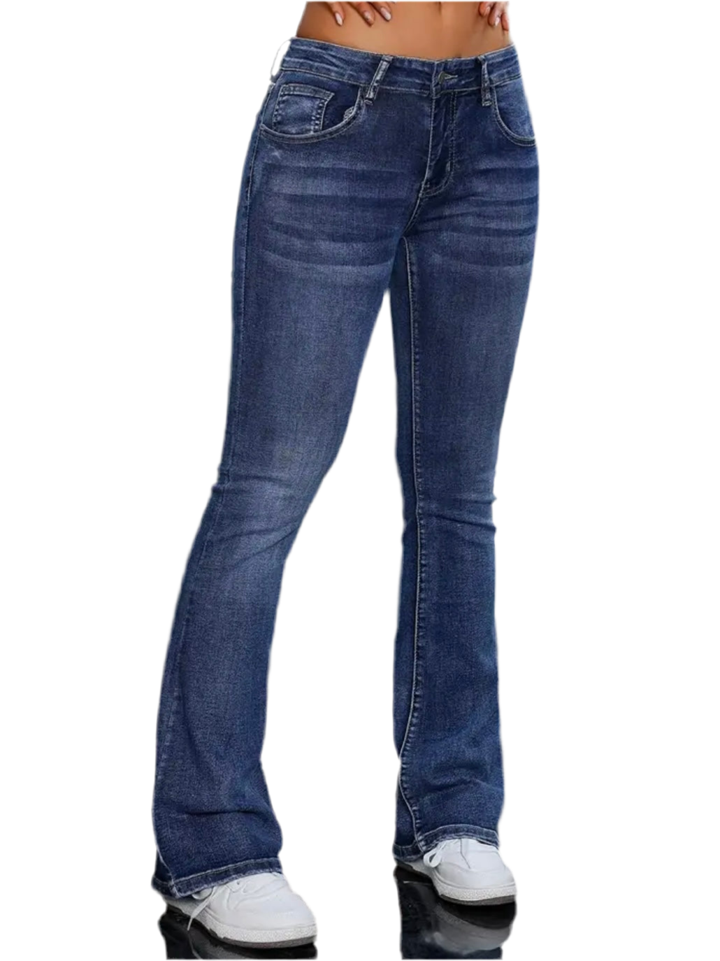 Long Length Flared Jeans - Soft Denim, Comfortable Trendy All Season Fashion, Casual Street Style, 90s Womenswear