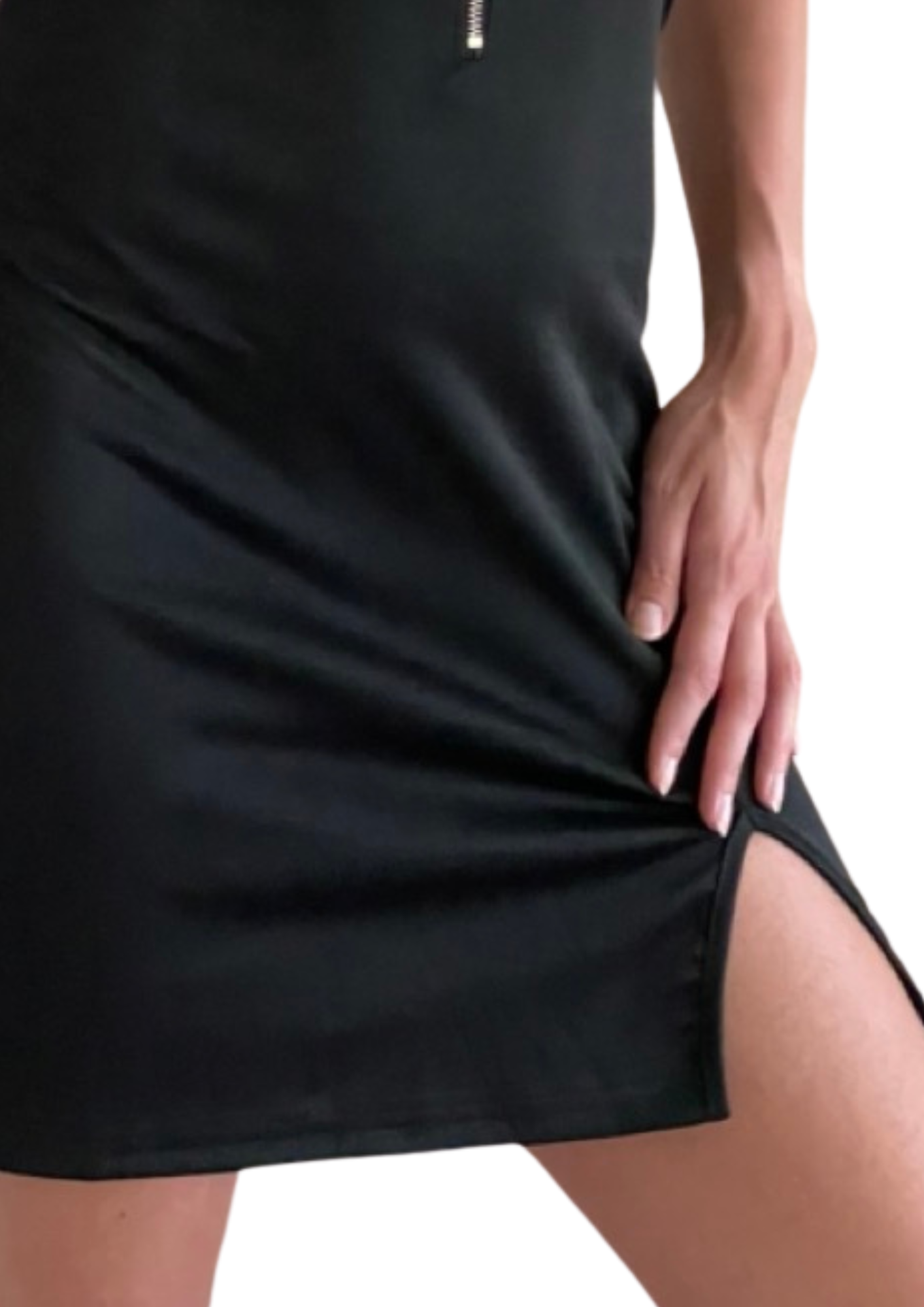 Black Front Zipper Bodycon Halter Dress, Party Club and Evening Dress