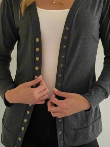 Dark Gray Button Up Cardigan Sweater
