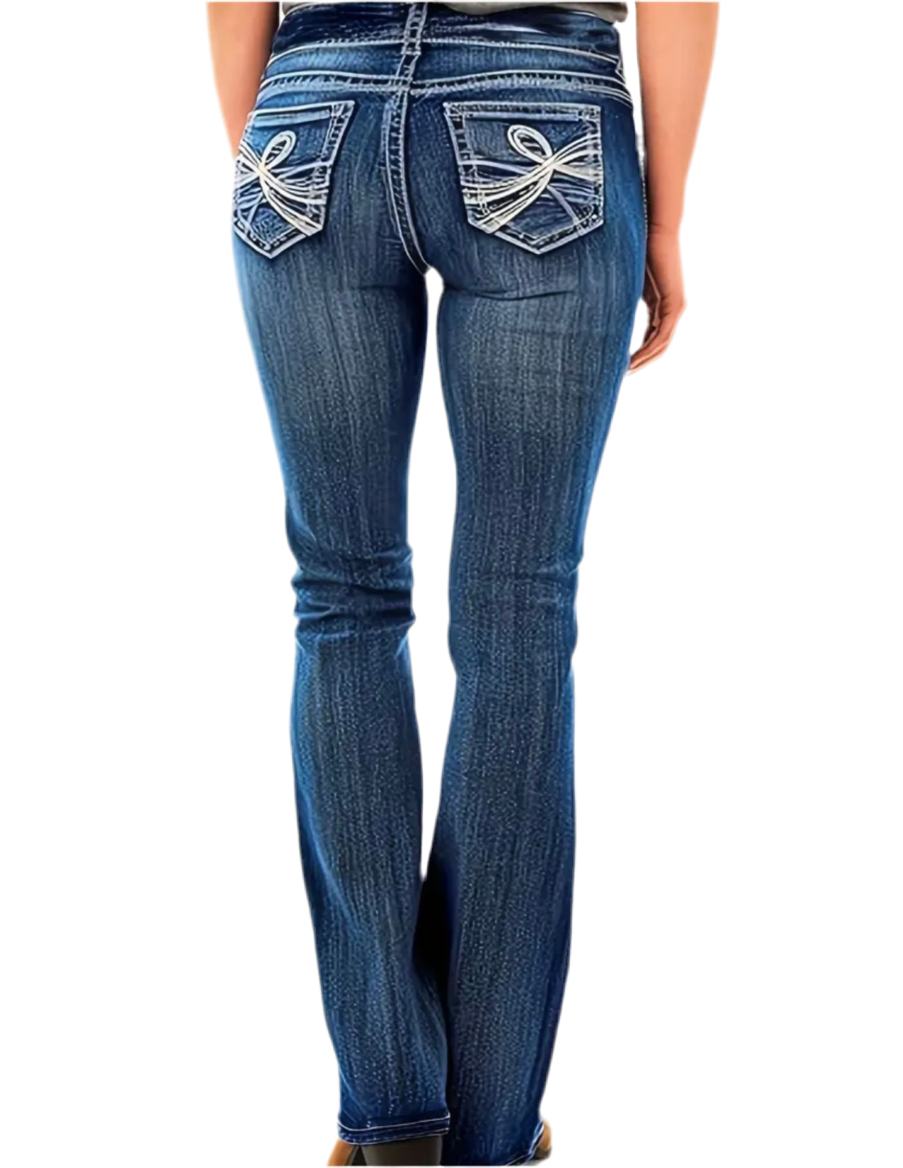 High Rise Embroidered Pocket Niche Bootcut Jeans, Stretchy Washed Denim Pants, Slant Pockets, Women's Denim Jeans, July 4th Outfits Jeans