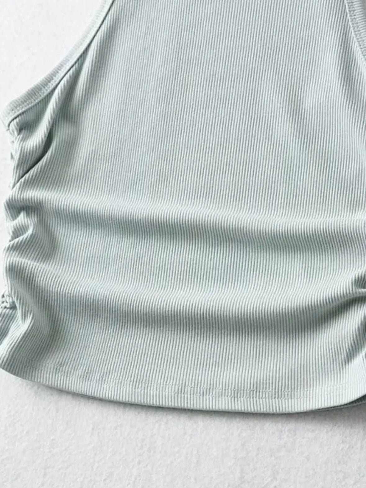 Crew Neck Tank Top with Side Ruched Design, Tops for Summer, Y2K Crew Neck Tank Top for Women