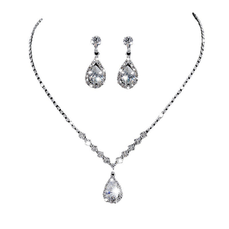 Crystal Teardrop Necklace and Earring Jewelry Set