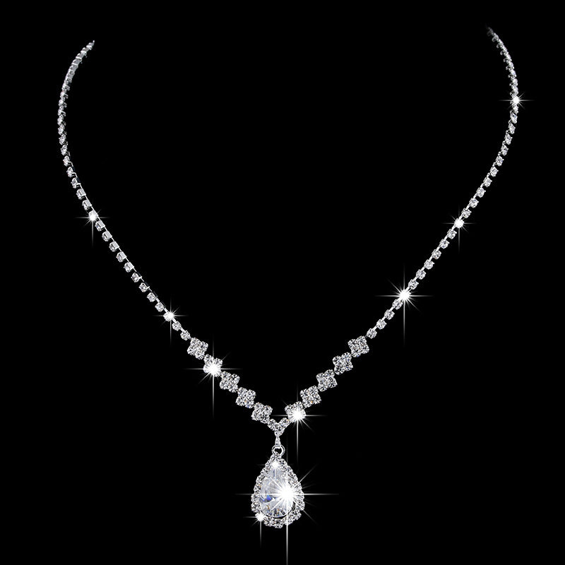 Crystal Teardrop Necklace and Earring Jewelry Set