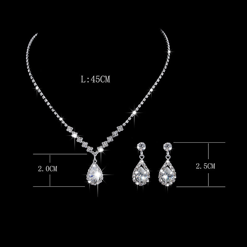 Crystal Teardrop Necklace and Earring Jewelry Set