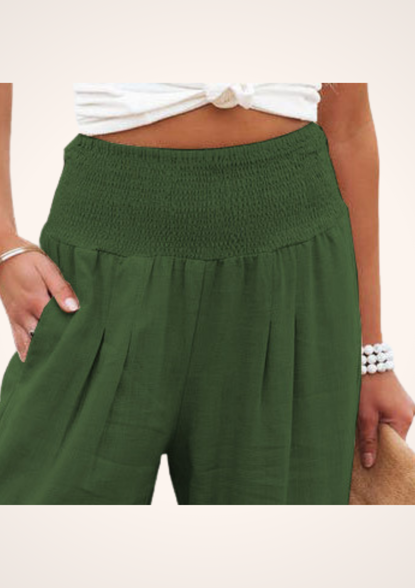 Breezy Green High Waisted Wide Leg Pants