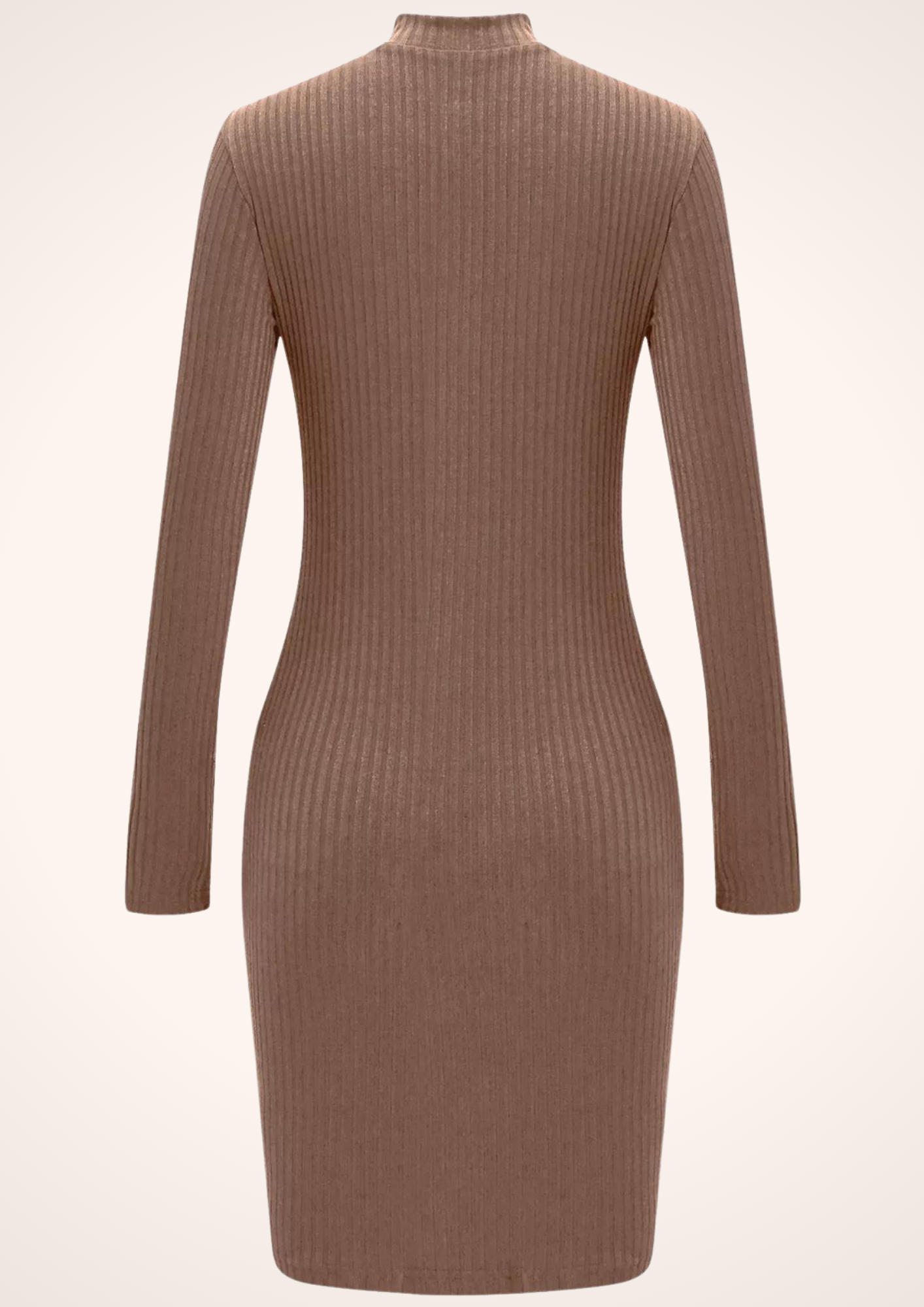 Zip It Up Front Zipper Brown Light Sweater Dress