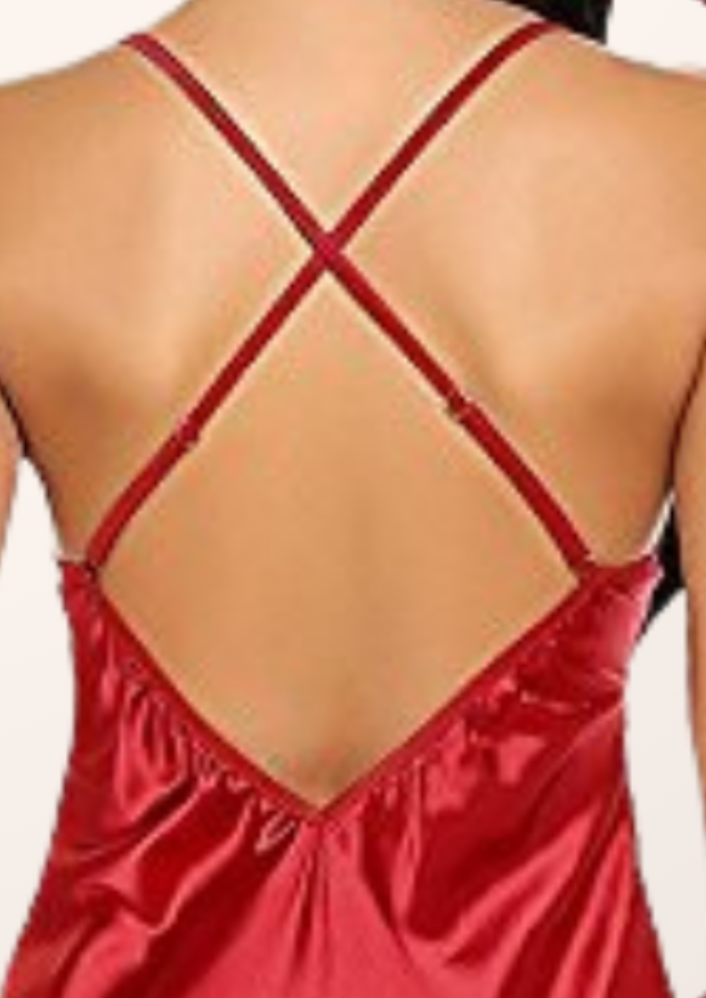 Silk Satin Lace Sexy Babydoll and G-String Lingerie Set in Rose Madder