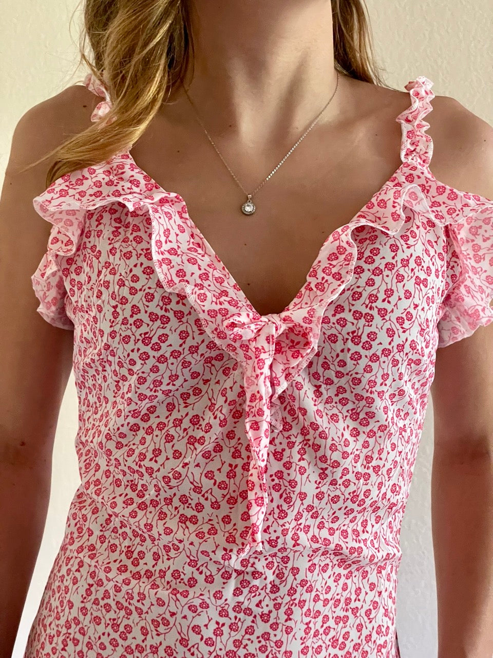 CLEARANCE! Sleeveless Pink Floral Print Sling Mini Dress
