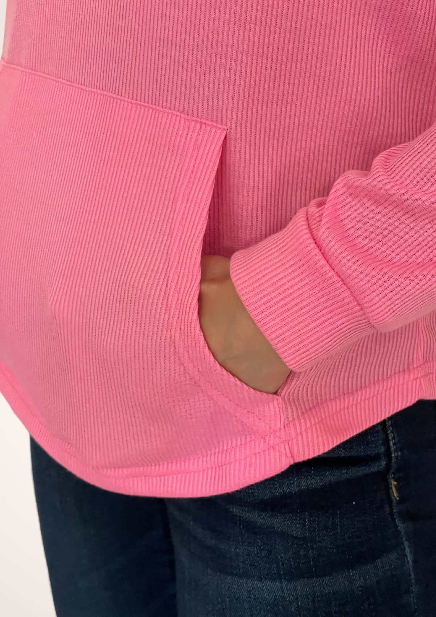 Ribbed 3 Button Long Sleeve Top in Pink