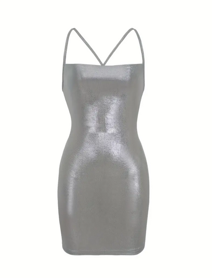 Elegant Cami Mini Dress, Sleeveless Bodycon Dress For Party & Club, Women's Clothing