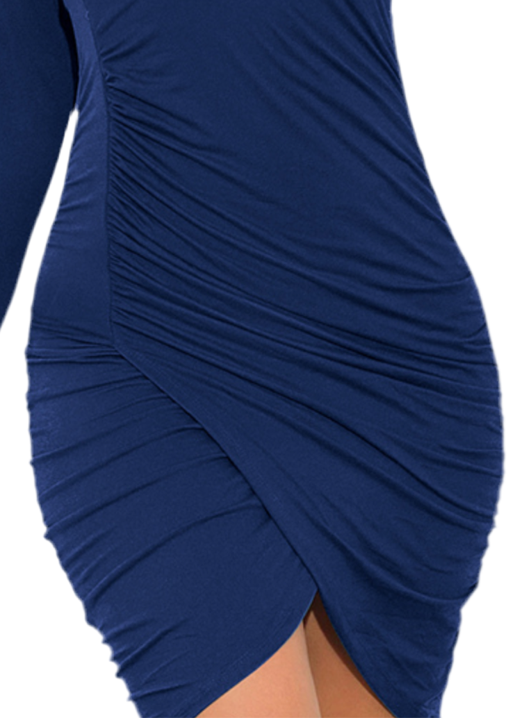 Navy Blue Long Sleeve Bodycon Dress