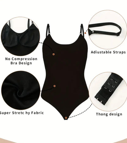Shapewear Cami or Romper Bodysuit, Seamless Solid Shaping, Tummy Control Butt Lifting Slip Body Shaper, Women's Shapewear