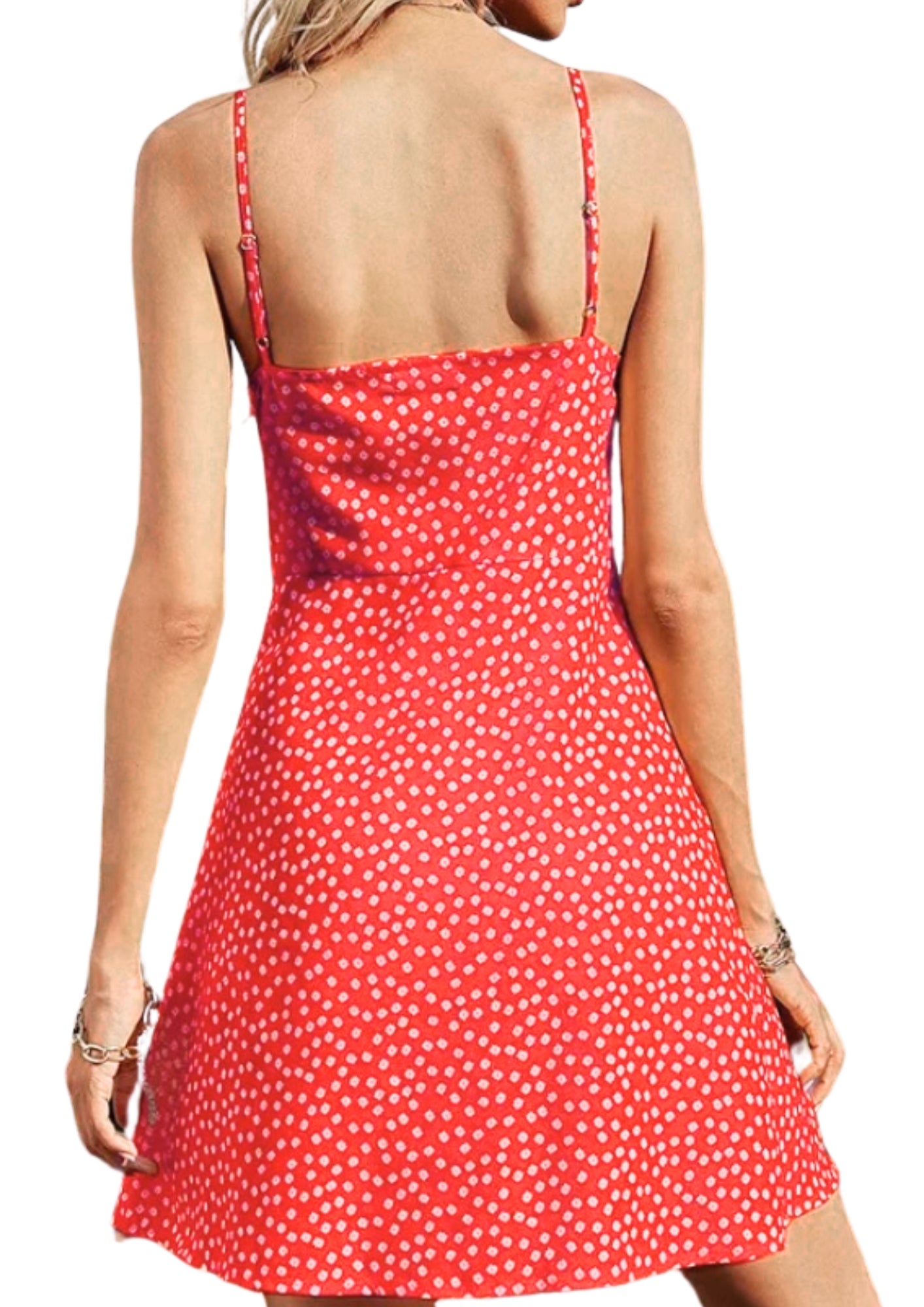 CLEARANCE! Front Tie Floral Red Dress