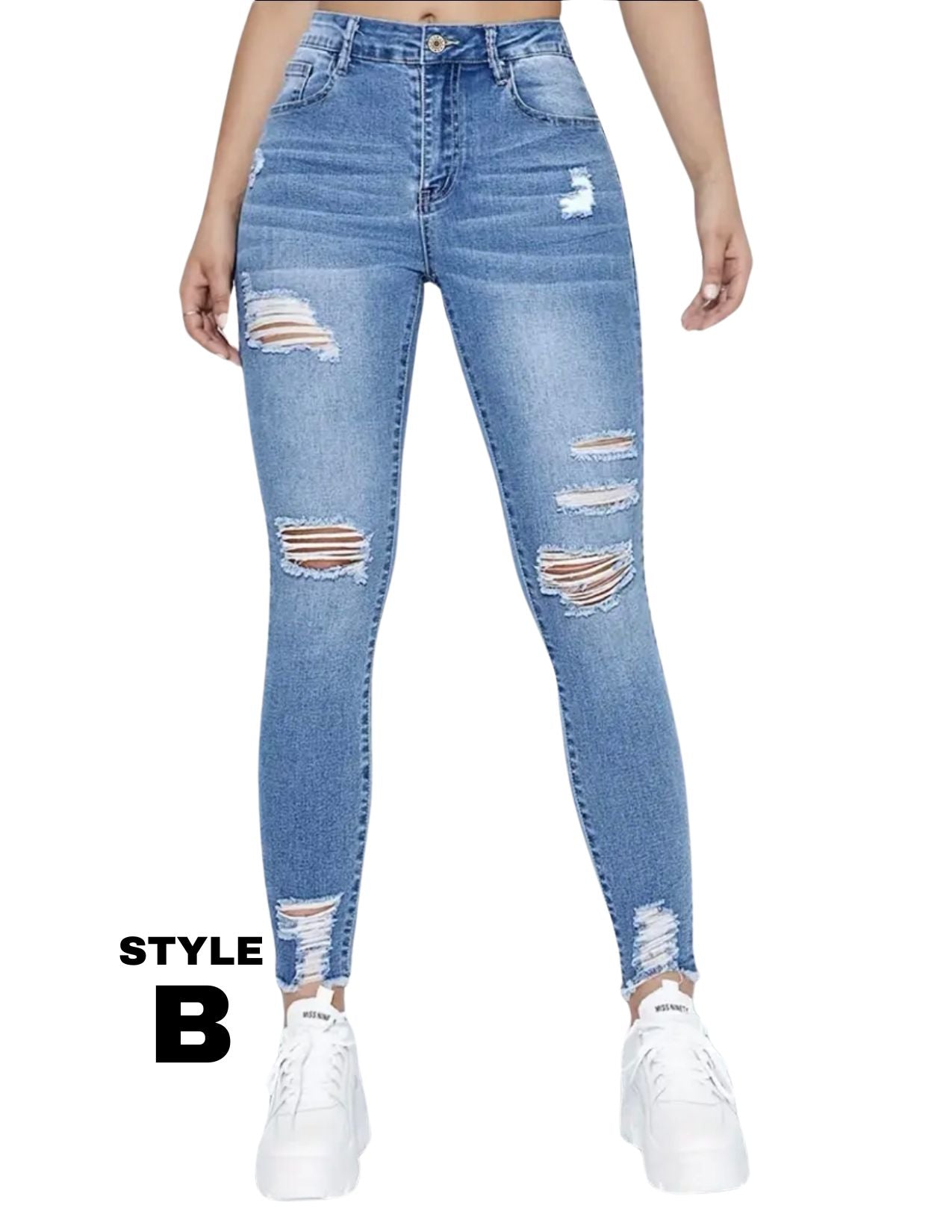 Ripped Holes Skinny Jeans, High Rise, Slim Fit Stretchy Tight Jeans, Women's Denim Jeans & Clothing