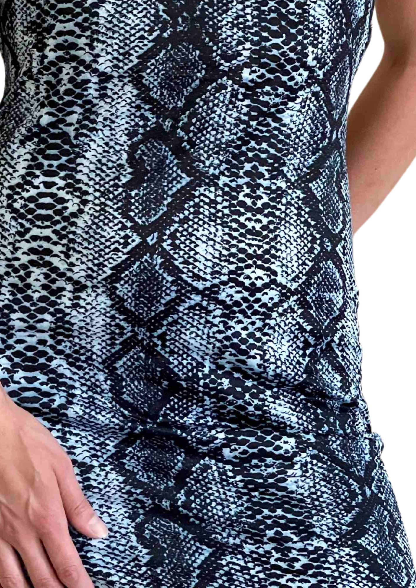 Women's Nye Sexy Blue Snake Print Bodycon Mini Dress Medium / Blue Women's Nye Sexy Blue Snake Print Bodycon Mini Dress Medium / Blue