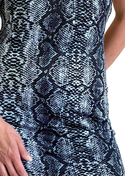 Blue Snake Print Bodycon Mini Dress