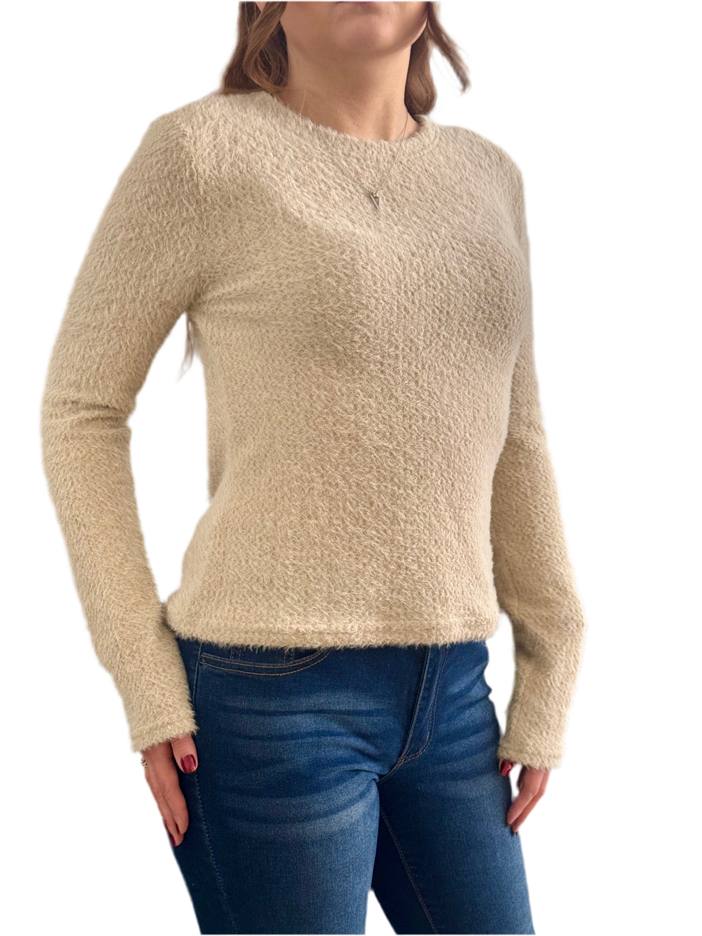 Chic Crew Neck Slim Fit Pullover Sweater - Long Sleeve Casual Top for Fall & Winter