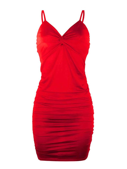 Women's NYE Spaghetti Strap Sexy Ruched Low Back Red Dress SoCal Lit Women's NYE Spaghetti Strap Sexy Ruched Low Back Red Dress SoCal Lit