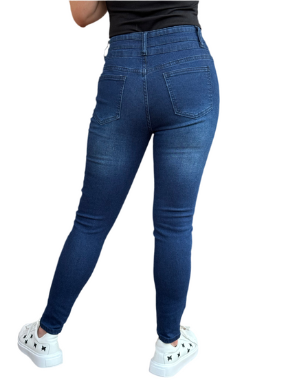 Women's Skinny Premium Denim Jeans with Multi-Button Fly - High Stretch, Comfortable, Pre Fall 90s Womenswear