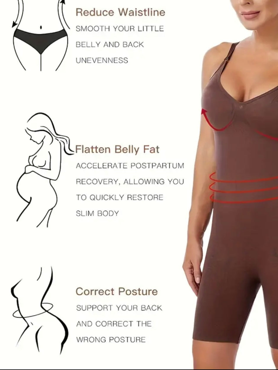 Shapewear Bodysuit, Seamless Solid Shaping Romper, Tummy Control Butt Lifting Slip Body Shaper, Women's Underwear &  Shapewear