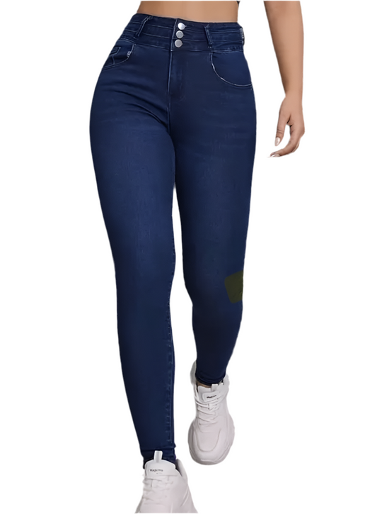 Women's Skinny Premium Denim Jeans with Multi-Button Fly - High Stretch, Comfortable, Pre Fall 90s Womenswear