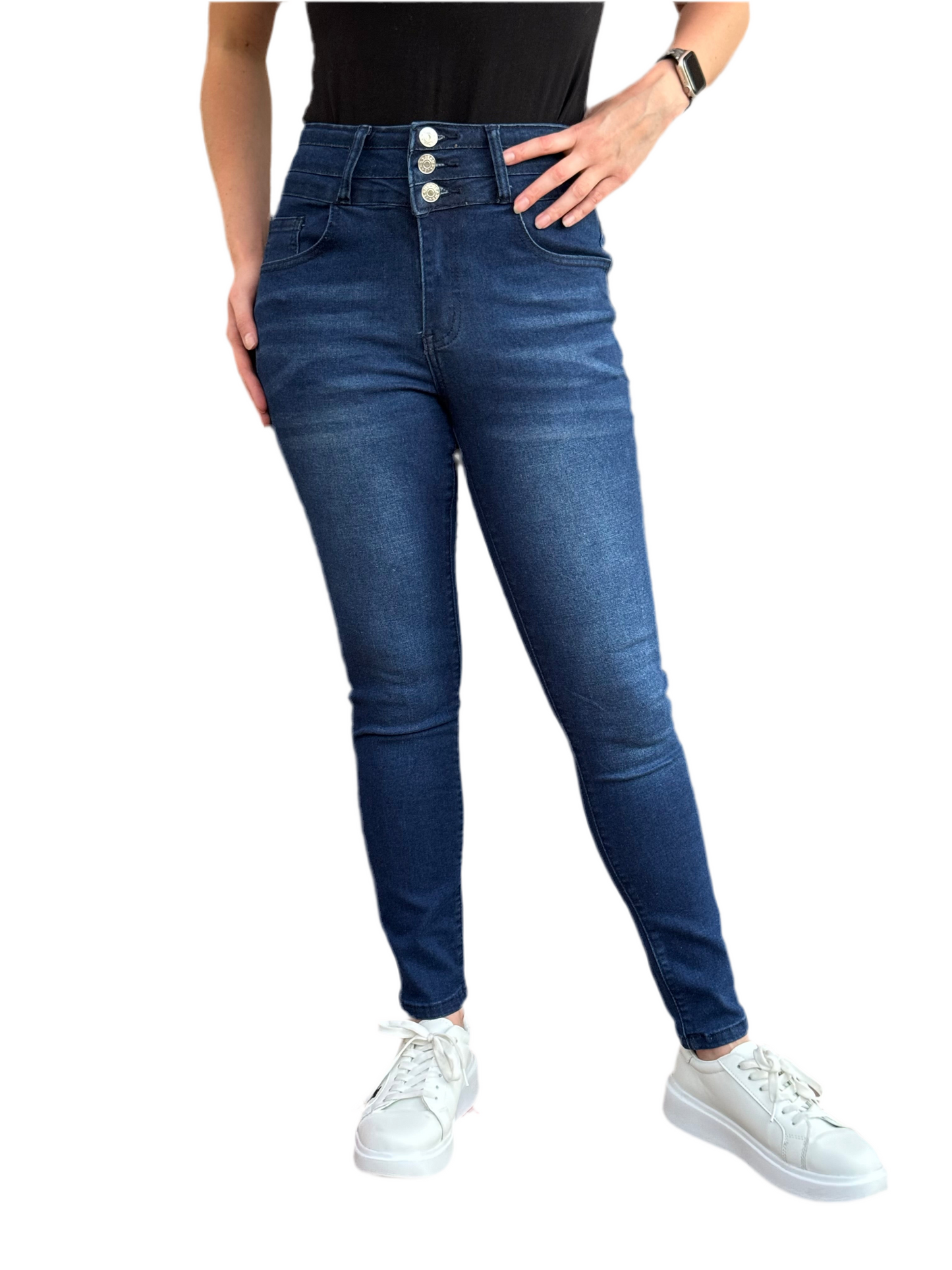 Women's Skinny Premium Denim Jeans with Multi-Button Fly - High Stretch, Comfortable, Pre Fall 90s Womenswear