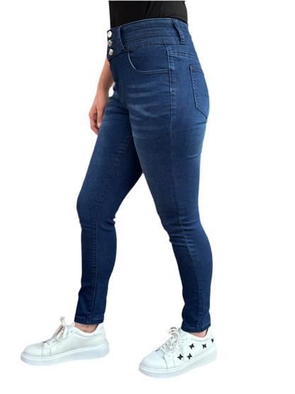 Women's Skinny Premium Denim Jeans with Multi-Button Fly - High Stretch, Comfortable, Pre Fall 90s Womenswear