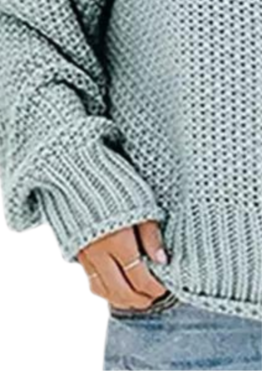 Forever Cozy Mock Turtleneck Knit Sweater in Light Blue