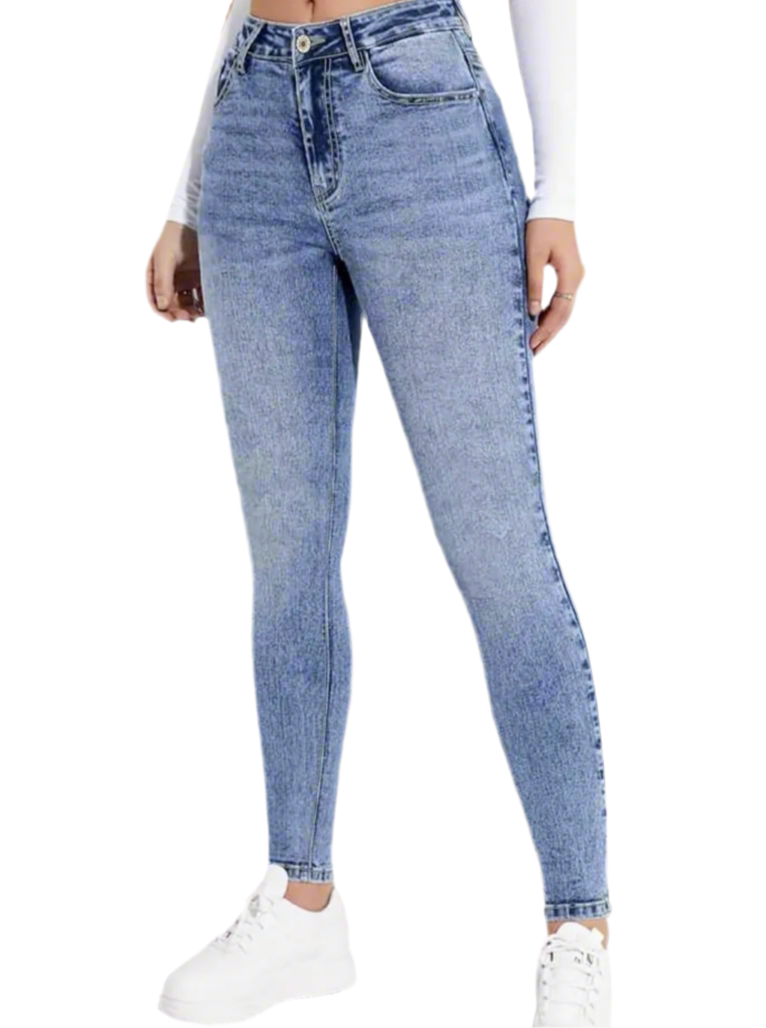 Slim Fit Mid Rise Washed Skinny Jeans, High Stretch Slant Pockets Casual Tight Jeans, Women's Denim Jeans & Clothing