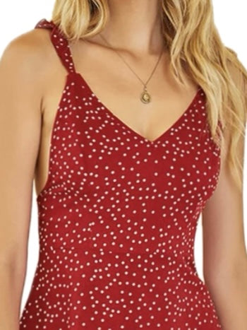 CLEARANCE! Women's Red Fashion Sleeveless Polka Dot V-Neck Dress Cami Mini Backless