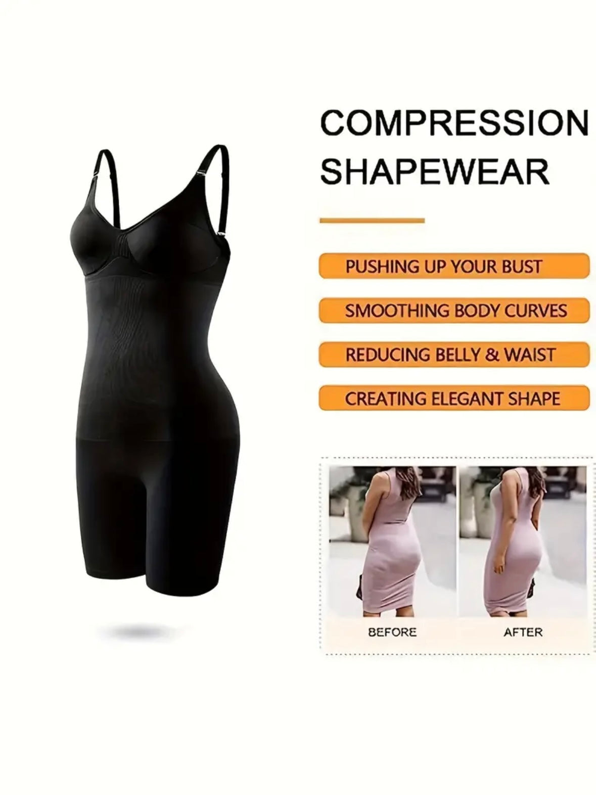 Shapewear Bodysuit, Seamless Solid Shaping Romper, Tummy Control Butt Lifting Slip Body Shaper, Women's Underwear &  Shapewear