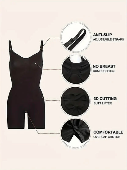 Shapewear Bodysuit, Seamless Solid Shaping Romper, Tummy Control Butt Lifting Slip Body Shaper, Women's Underwear &  Shapewear