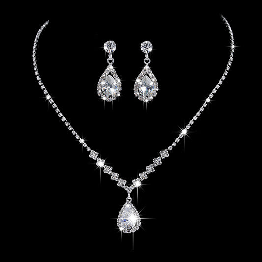 Crystal Teardrop Necklace and Earring Jewelry Set