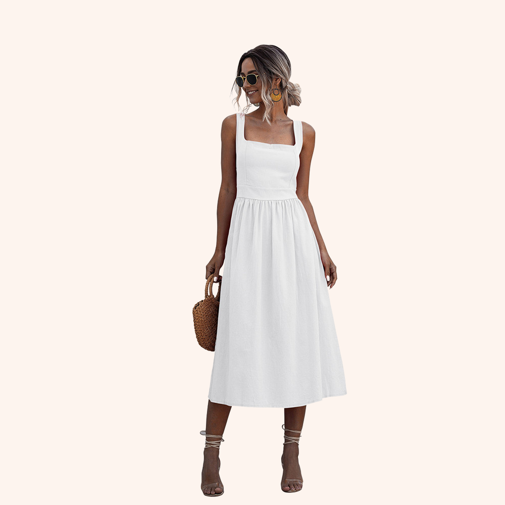 White Sleeveless Midi Dress