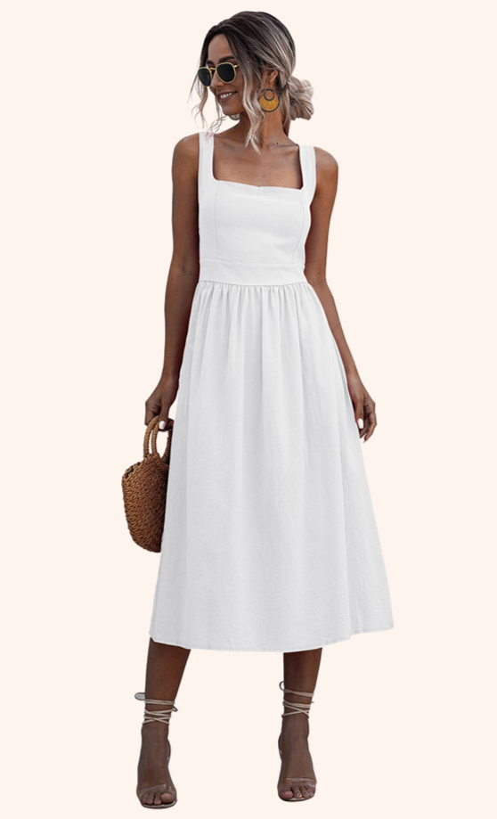 White Sleeveless Midi Dress