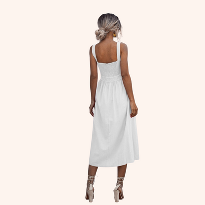 White Sleeveless Midi Dress