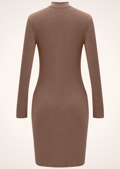 Zip It Up Front Zipper Brown Light Sweater Dress SoCal Lit Zip It Up Front Zipper Brown Light Sweater Dress SoCal Lit