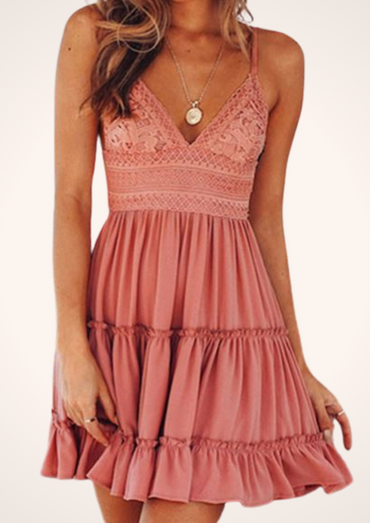 Pink Tie Back Skater Dress