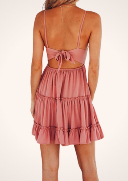 Pink Tie Back Skater Dress