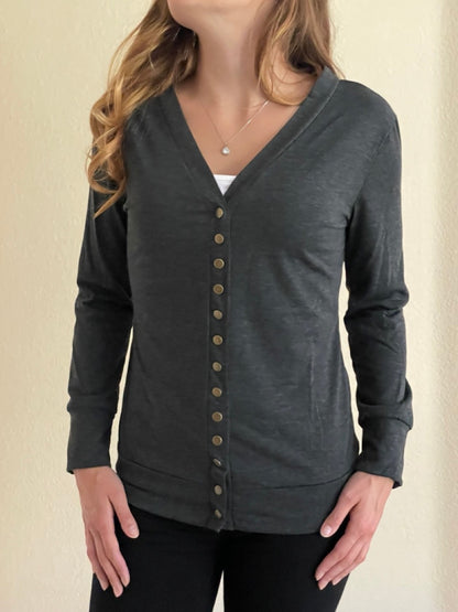 Dark Gray Button Up Cardigan Sweater