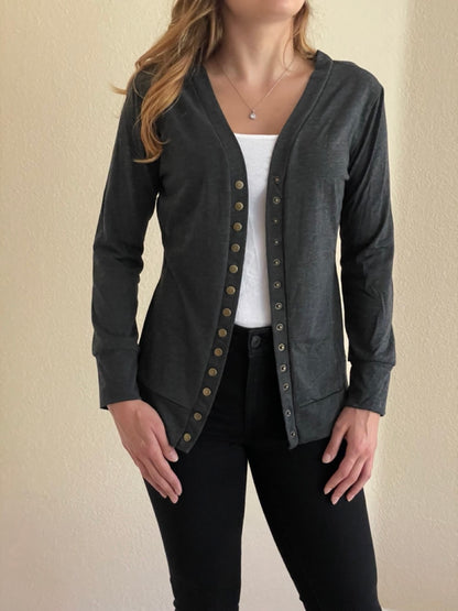 Dark Gray Button Up Cardigan Sweater