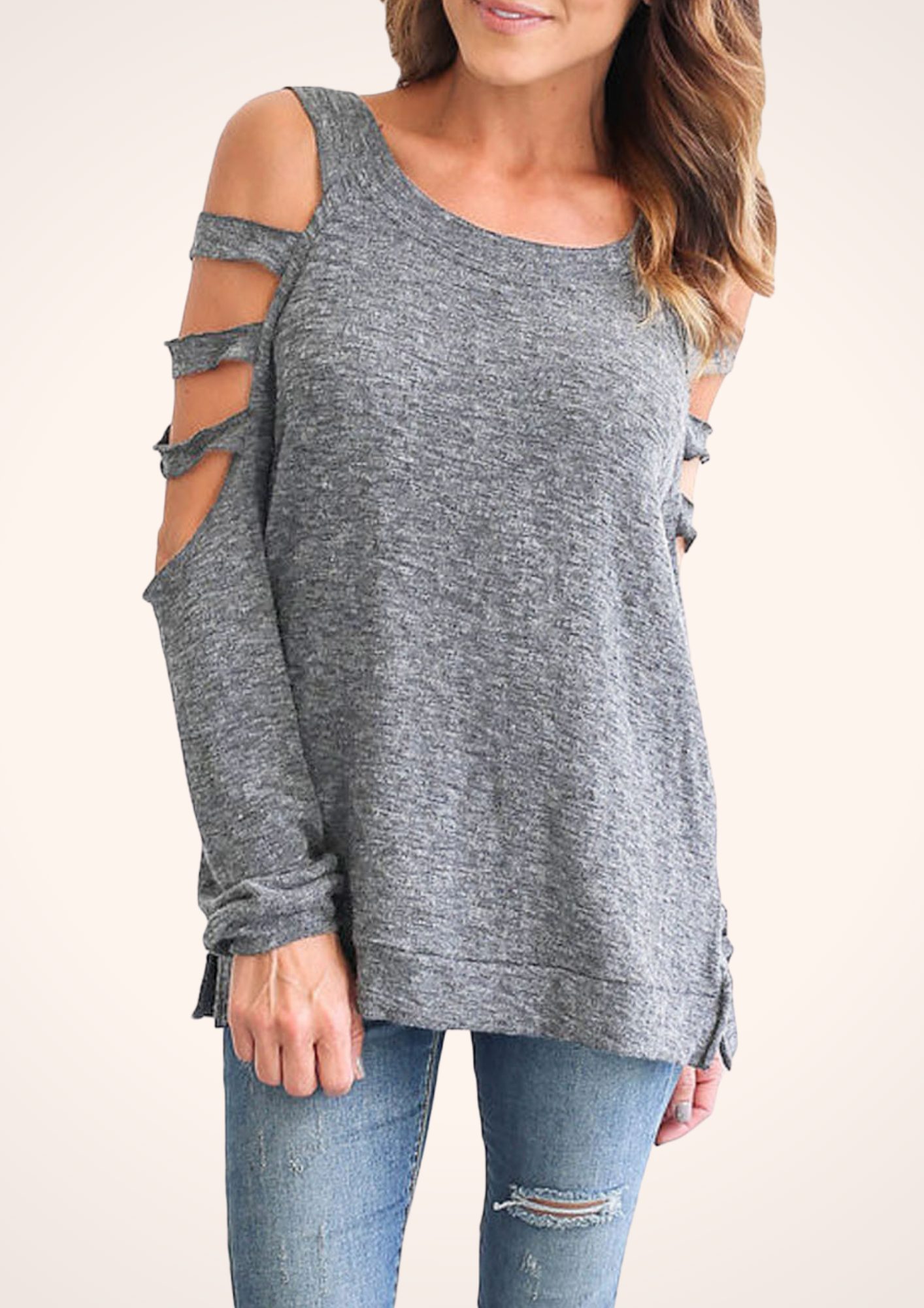 Cutout cold top shoulder top