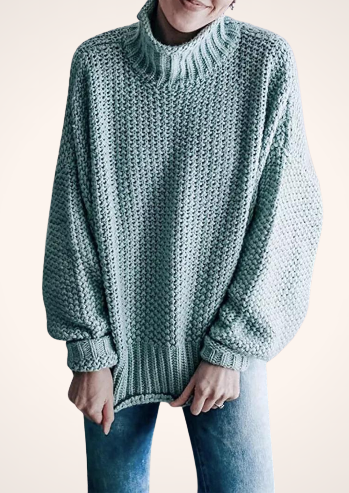 Forever Cozy Mock Turtleneck Knit Sweater in Light Blue